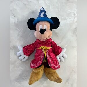 Disney Parks Mickey Mouse Sorcerer's Apprentice Large Plush Fantasia Wizard 22"
